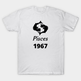 Black Zodiac Birthday Pisces 1967 T-Shirt